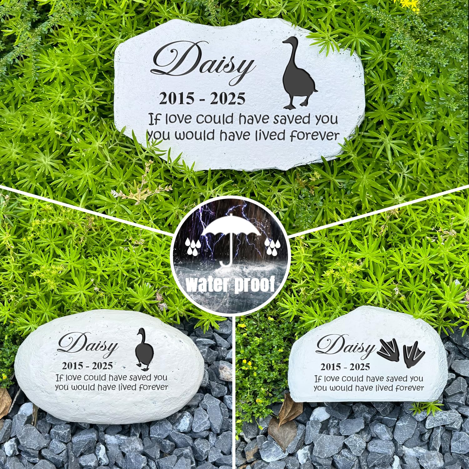 Pet Loss Gifts Cat Memorial Gifts - Personalized Memorial Stone - Memorial Gift for Loss of Dog - Headstones for Pets - Garden Cemetery Decorations - Cat Dog Grave Marker (Duck)