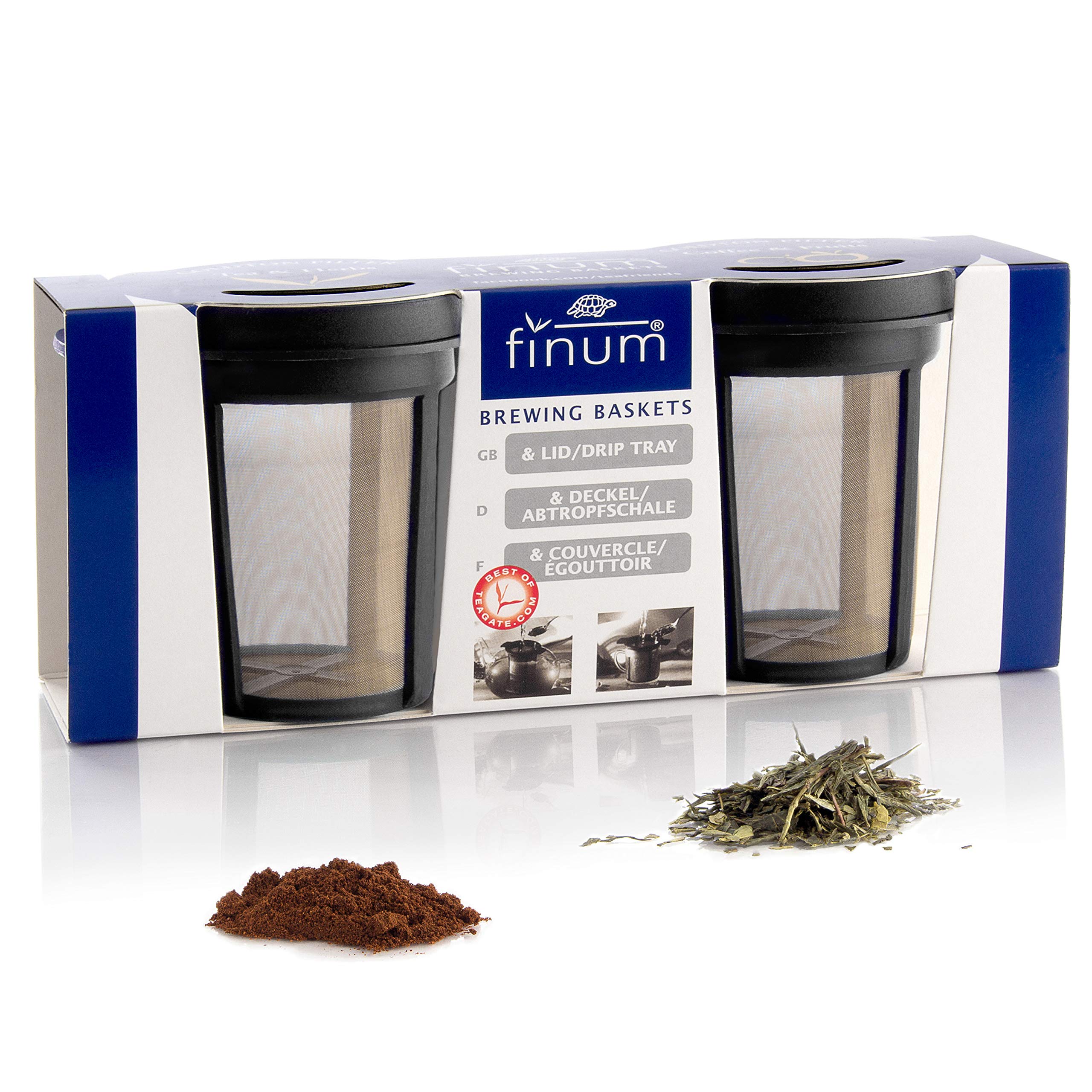 finum® 2 x Brewing Basket (M) Black Permanent Filter for Tea & Coffee, Tea Filter, Cup Filter, Spice Filter, Tea Filter, Herbal Strainer, BPA-Free, Rust-Proof Stainless Steel Mesh, Tasteless, Black