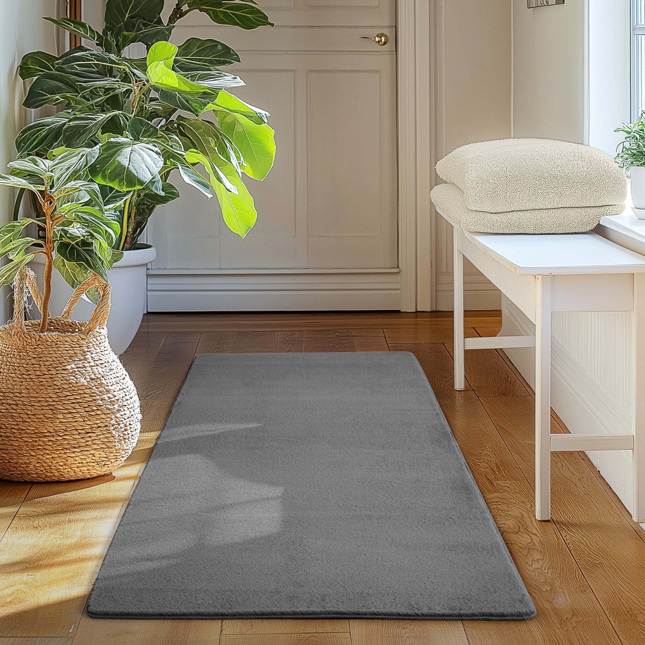 SIMPEX Teppich Wohnzimmer Kurzflor Teppich Waschbar, rund, rutschfest & weich, modernes einfarbiges Design für Wohnzimmer, Schlafzimmer, Küche & Kinderzimmer.