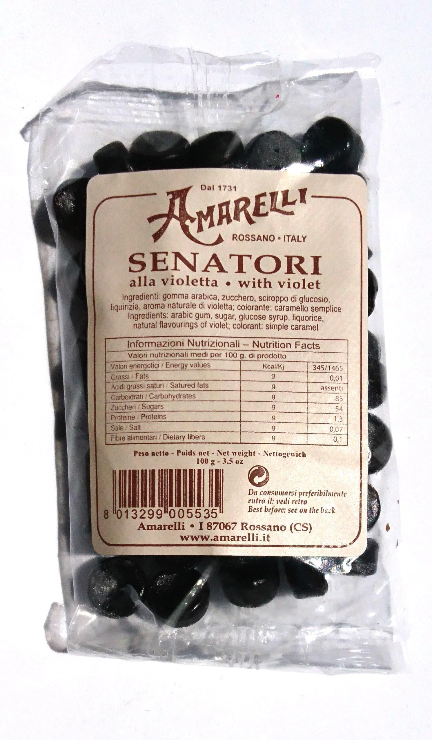 Amarelli Senatori alla violetta 100g - Licorice with violet flavor