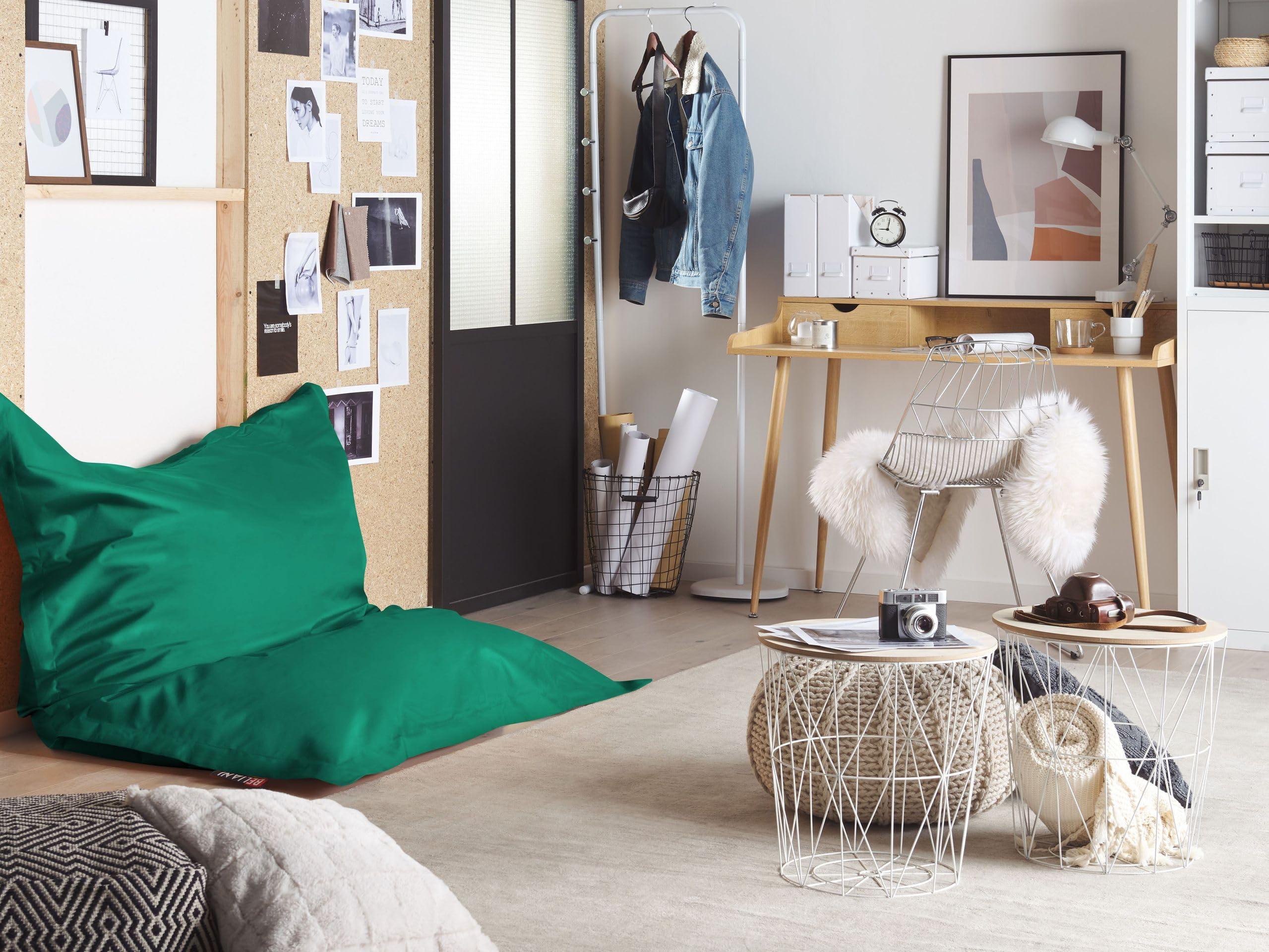 Moderne Sitzsackhülle Extra Groß Nylon mit Reißverschluss Wasserdicht Langlebig für Innen und Außen 140 x 180 cm Grün Fuzzy