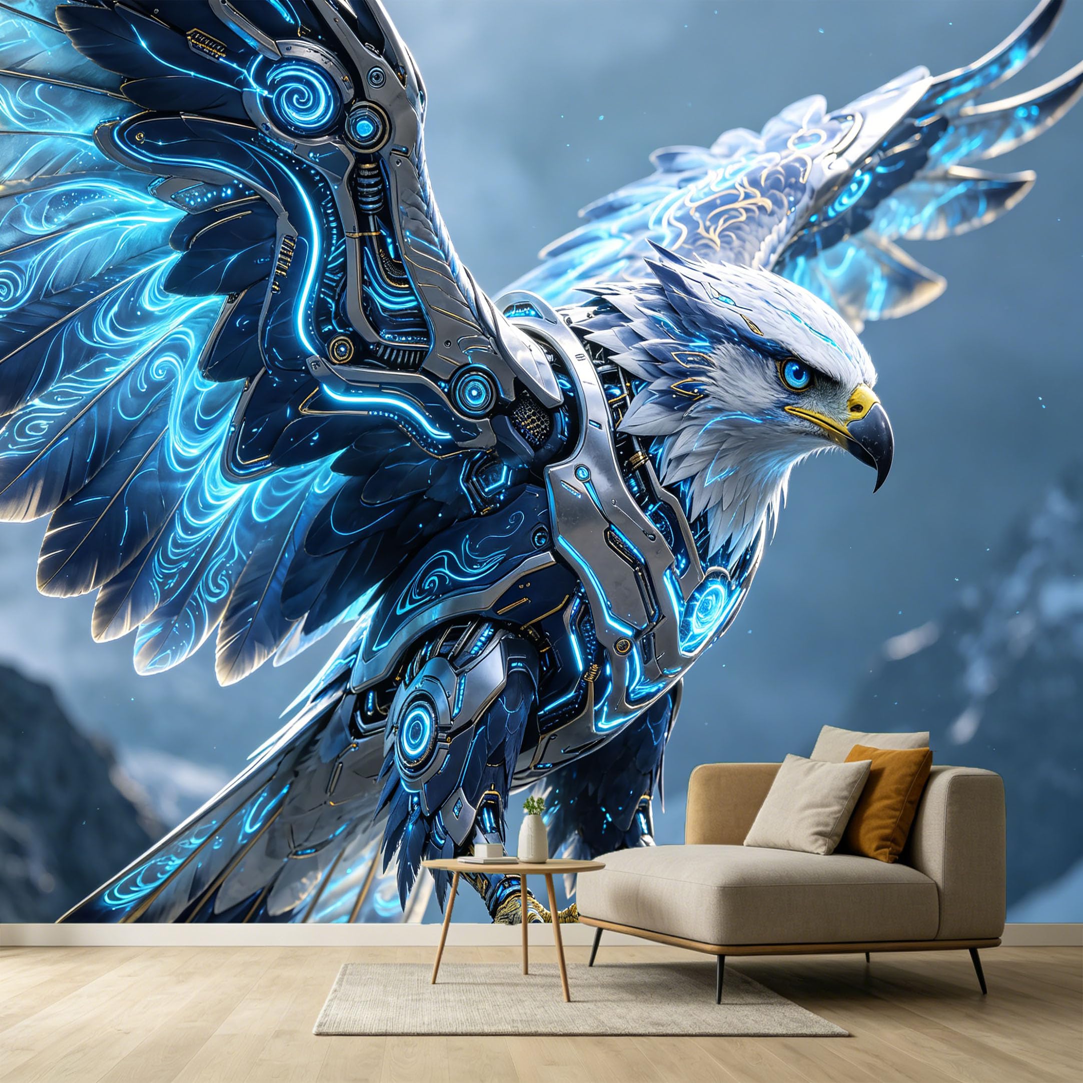 Custom Size Wall Murals Futuristic Eagle Modern Abstract 3D Trompe L'Oeil SelfAdhesive Wall Fabric Removable Large Wallpaper for Photo Living Room