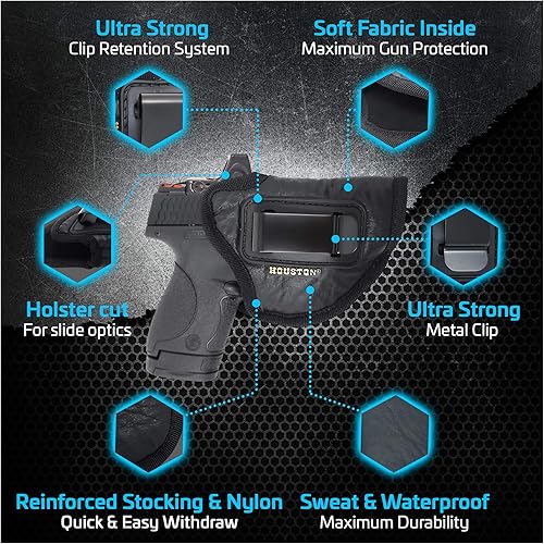 Miniatura 2 de IWB - Funda óptica para pistola de Houston, material suave de cuero ecológico para transporte oculto | Compatible con Glock 26/27/33, Shield, XDS,