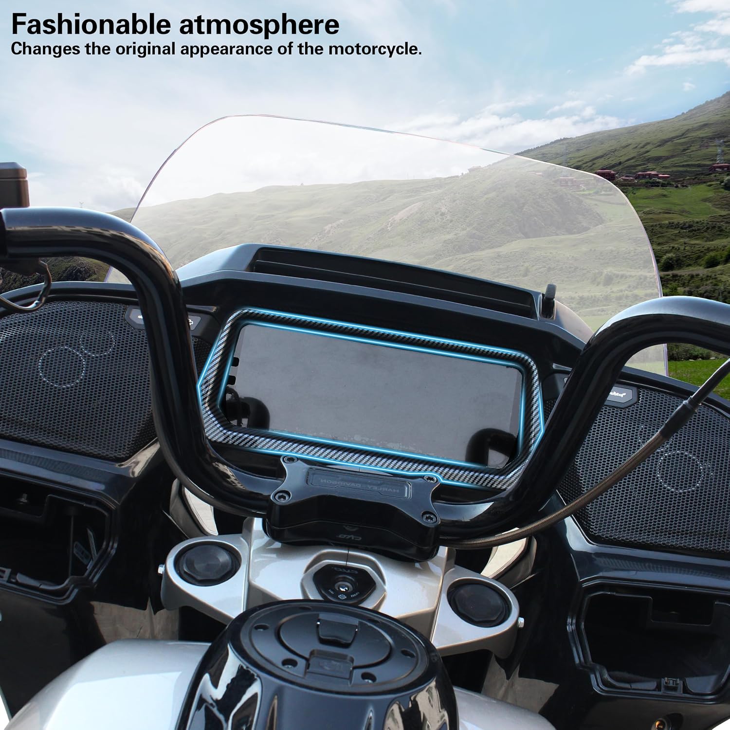 Dashboards Inner Fairing Trim Cover Compatible With Road Glide 2024 FLTRX FLTRXSE, Hydro-Dipped Carbon Fiber Speedometer Gauge Cover Bezel Compatible With Harley CVO Road Glide ST Road Glide 2024