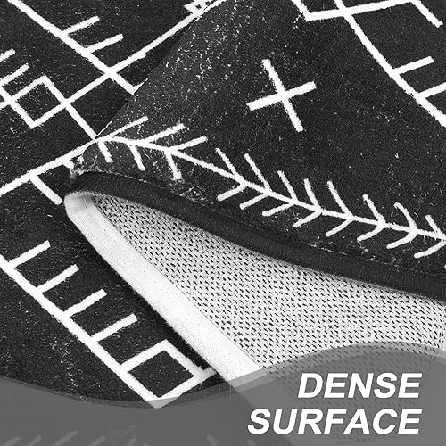 Miniatura 3 de Uphome Alfombra de baño de 20 x 59 pulgadas, color negro, bohemio, geométrico, largo, antideslizante, marroquí, alfombra de baño de terciopelo