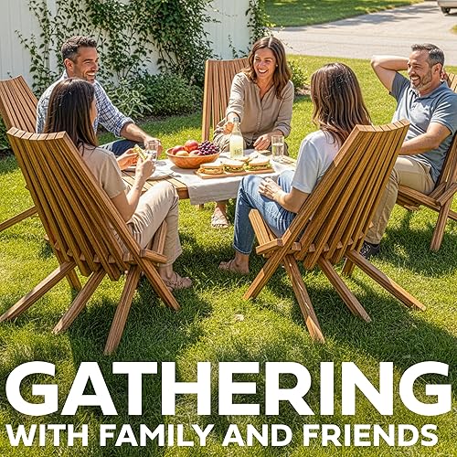 Miniatura 6 de Melino 2 sillas plegables de madera de acacia para exteriores, sillas de salón de madera de acacia de perfil bajo, sillas plegables al aire libre