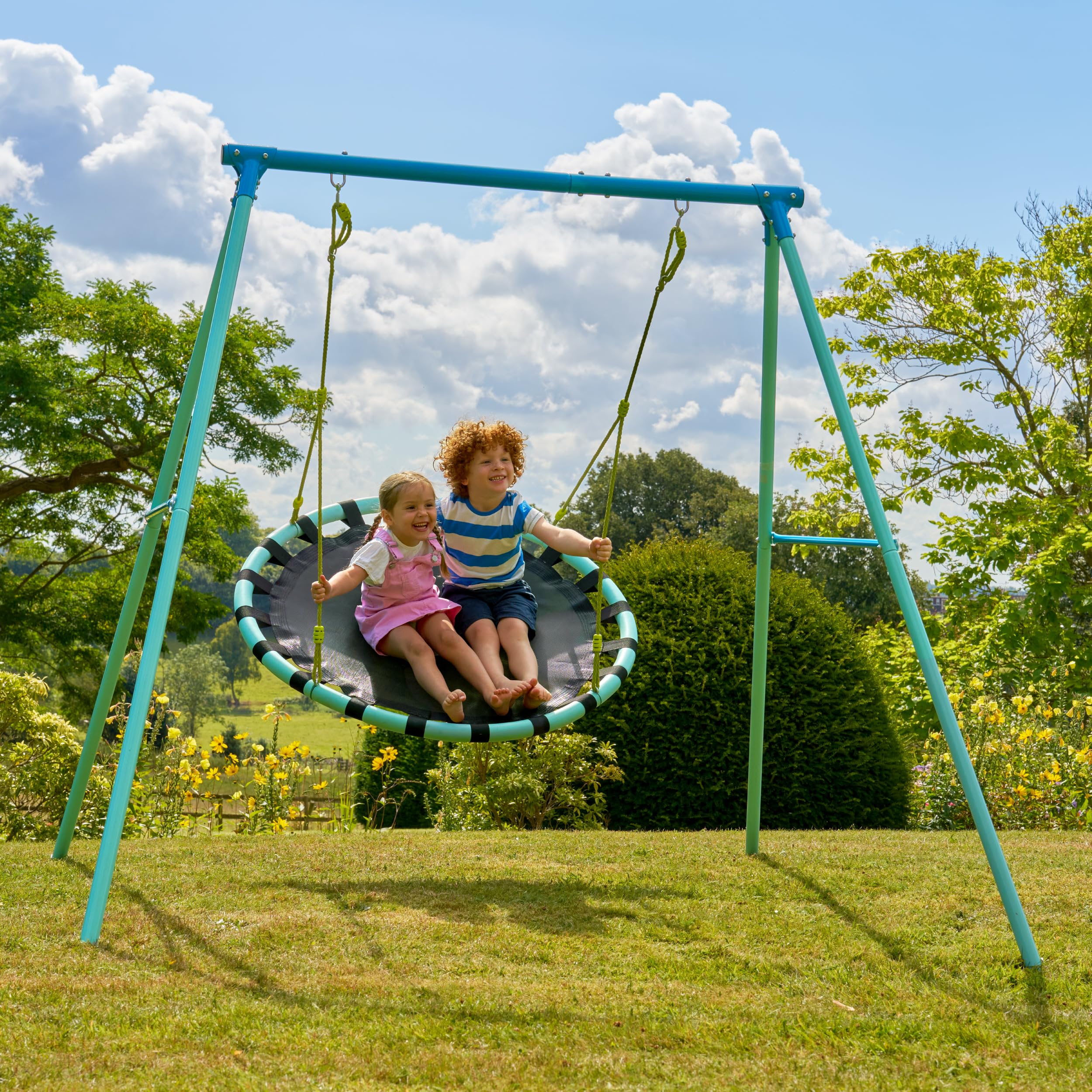 TP Toys Giant Metal Nest Swing Set 2 Person Outdoor Swing for Children 50KG Max Weight. Extra-Large 120cm Nest Seat with Height Adjustable Ropes – Outdoor Garden Play for Kids Aged 3+