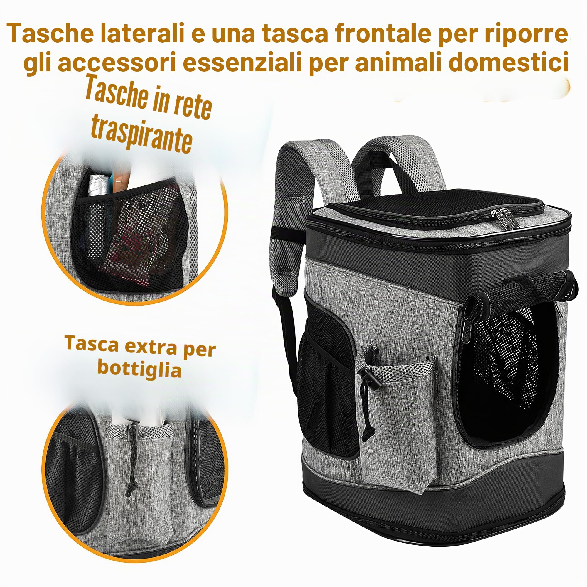 Zaino Grande Per Animali Da Compagnia Kriter Planet, Adatto Per Cani E Gatti, Schienale Imbottito Pieghevole, Zaino Per Animali Da Passeggio 1.5lbs