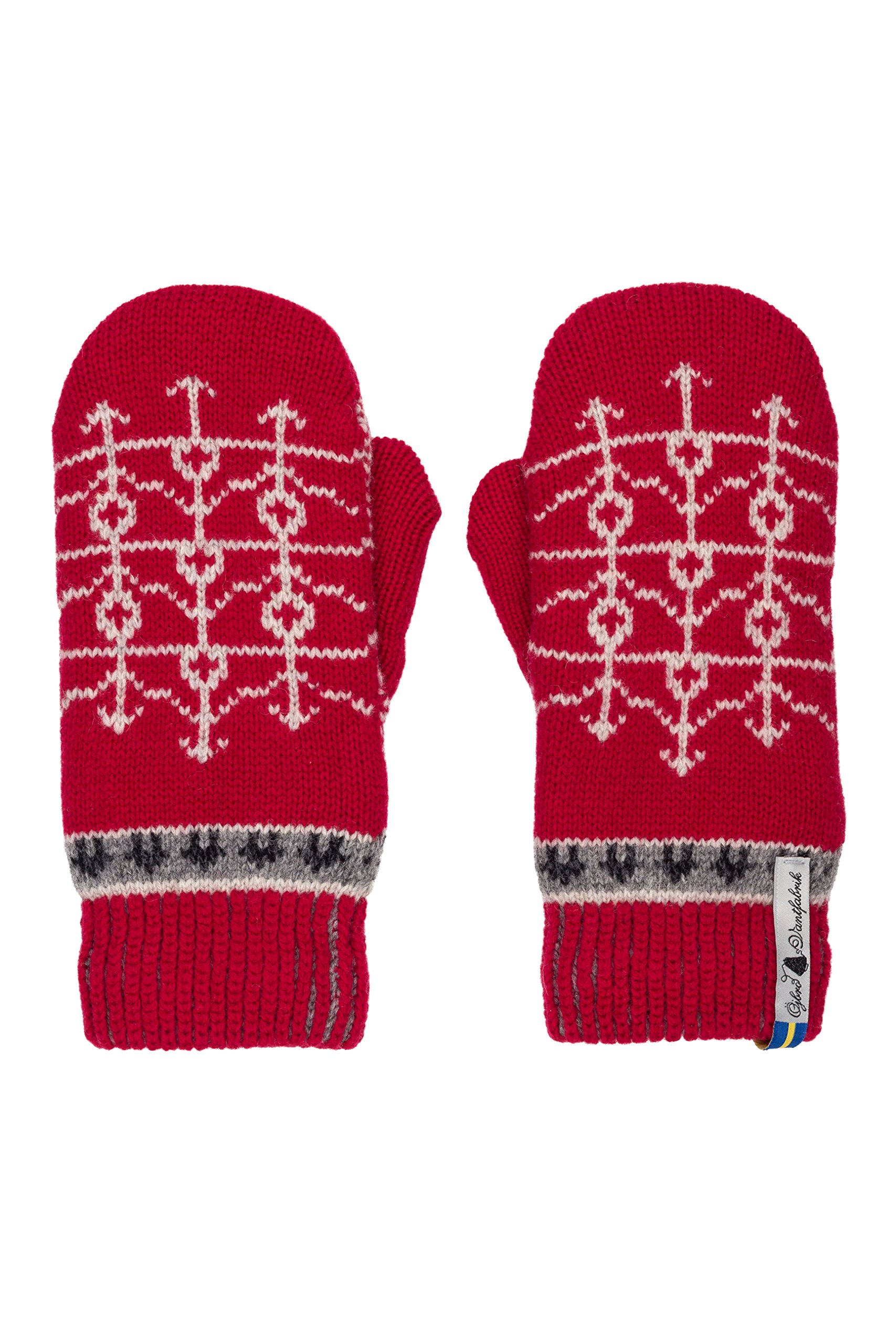 ÖJBRO VANTFABRIK guanti in maglia lana merino Ekshärad Röd M (7-9) grigio rosso guanto fuderato caldi morbidi Svezia