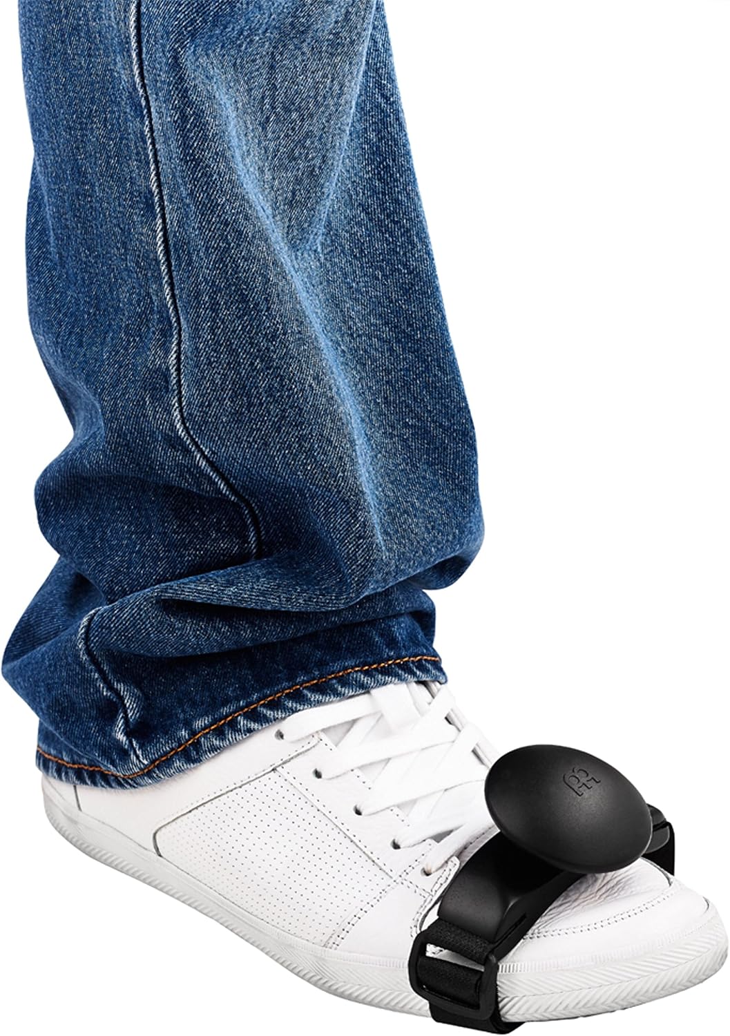 Meinl Percussion Foot Shaker with Strap-NOT MADE IN CHINA-Ideal for Cajon Players, Guitarists and Singer/Songwriters, 2-YEAR WARRANTY, (FS-BK)
