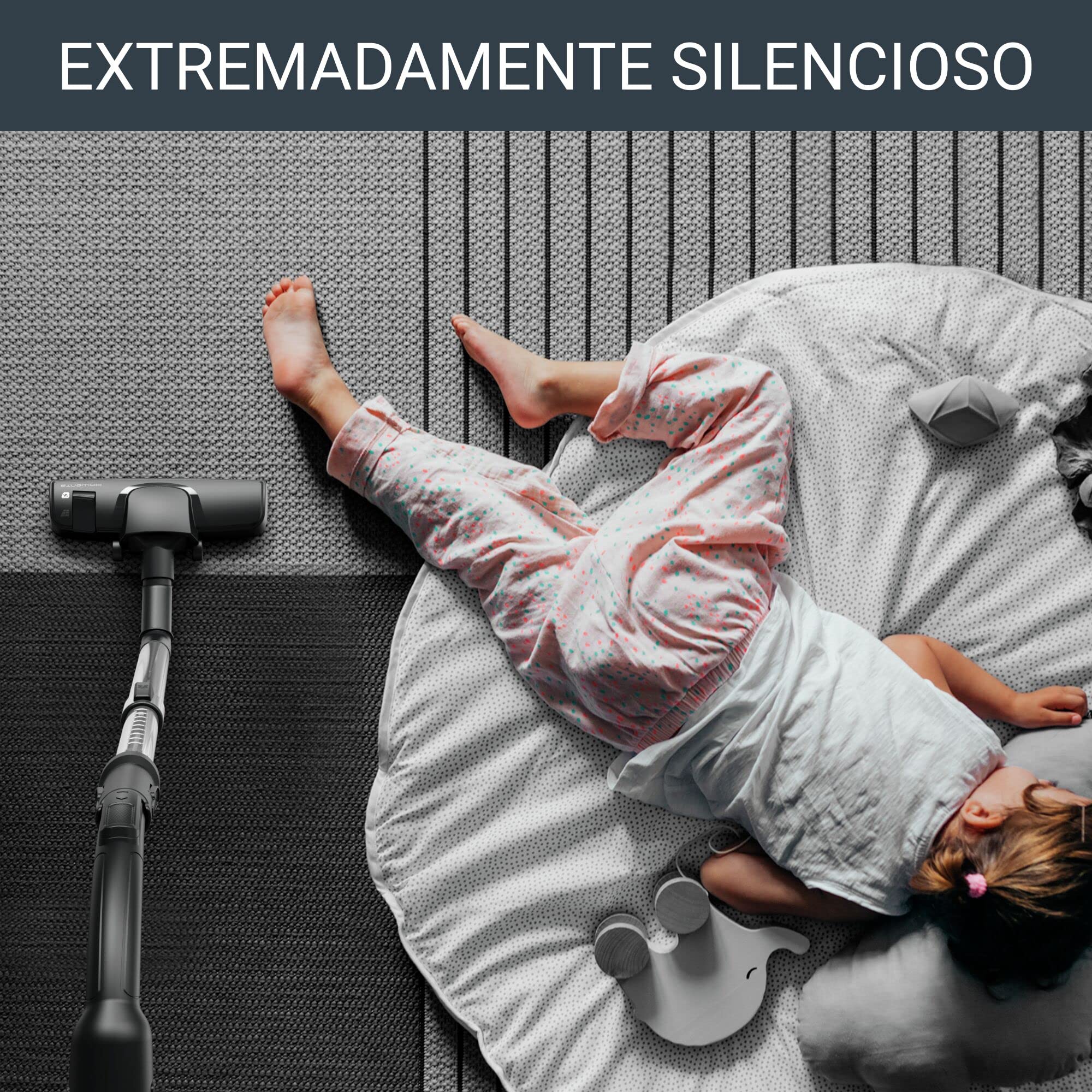 Rowenta Force Max Silence - Aspirador con bolsa de 900 W, hasta un 82% reciclable, gran filtración HEPA más de 99,98%, depósito de 4,5 L, cable de 8,4 m, incluye accesorios tapicerías, negro