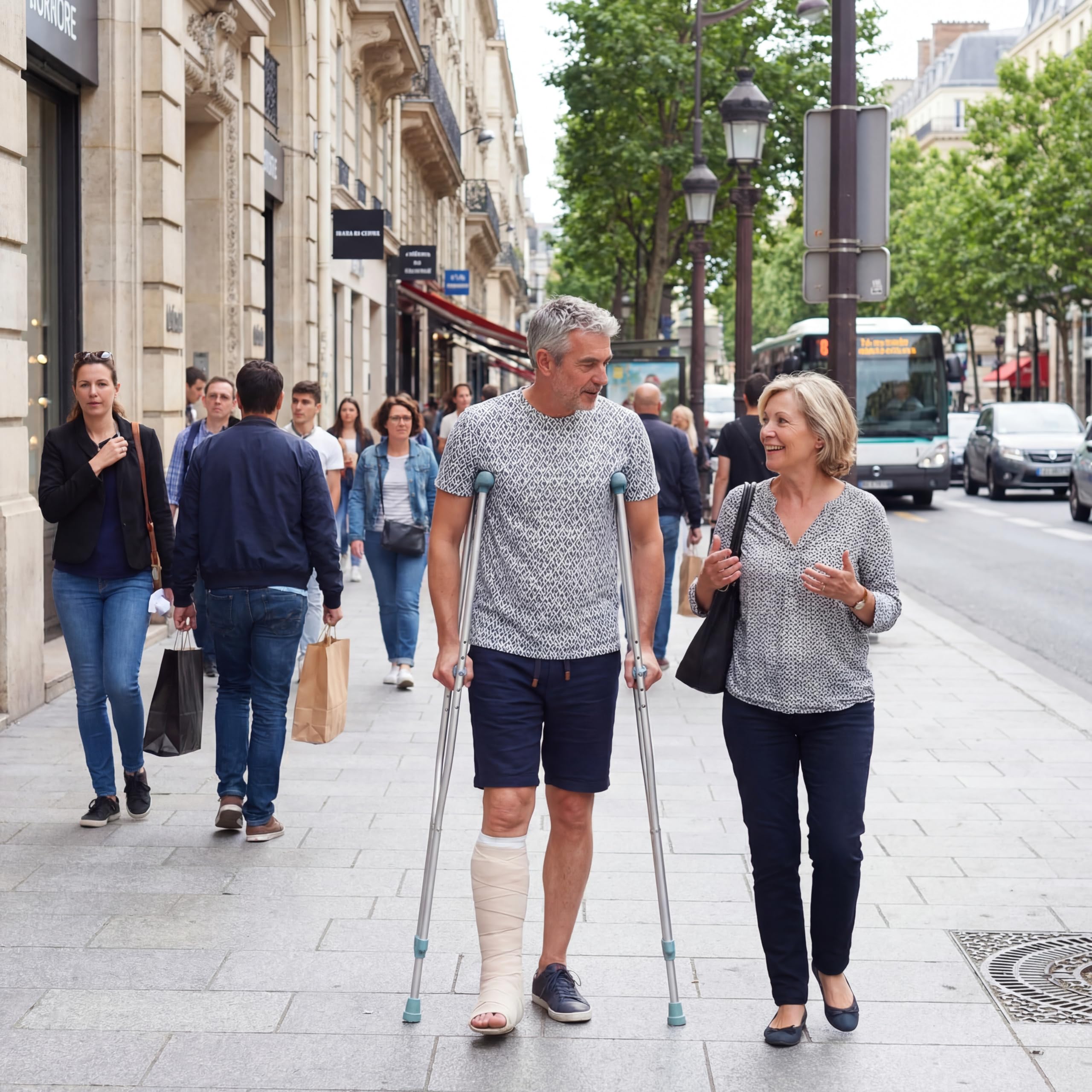 PEPE Mobility Muletas Axilares Adultos (x2 uds, TALLA L), Altura Regulable, Aluminio, Ortopédicas, Gris