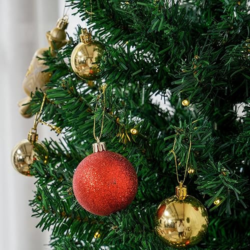 Miniatura 9 de HOMCOM Árbol de Navidad artificial preiluminado de abeto Douglas de 6 pies de alto con ramas realistas, 250 luces LED blancas cálidas y 1000 puntas,