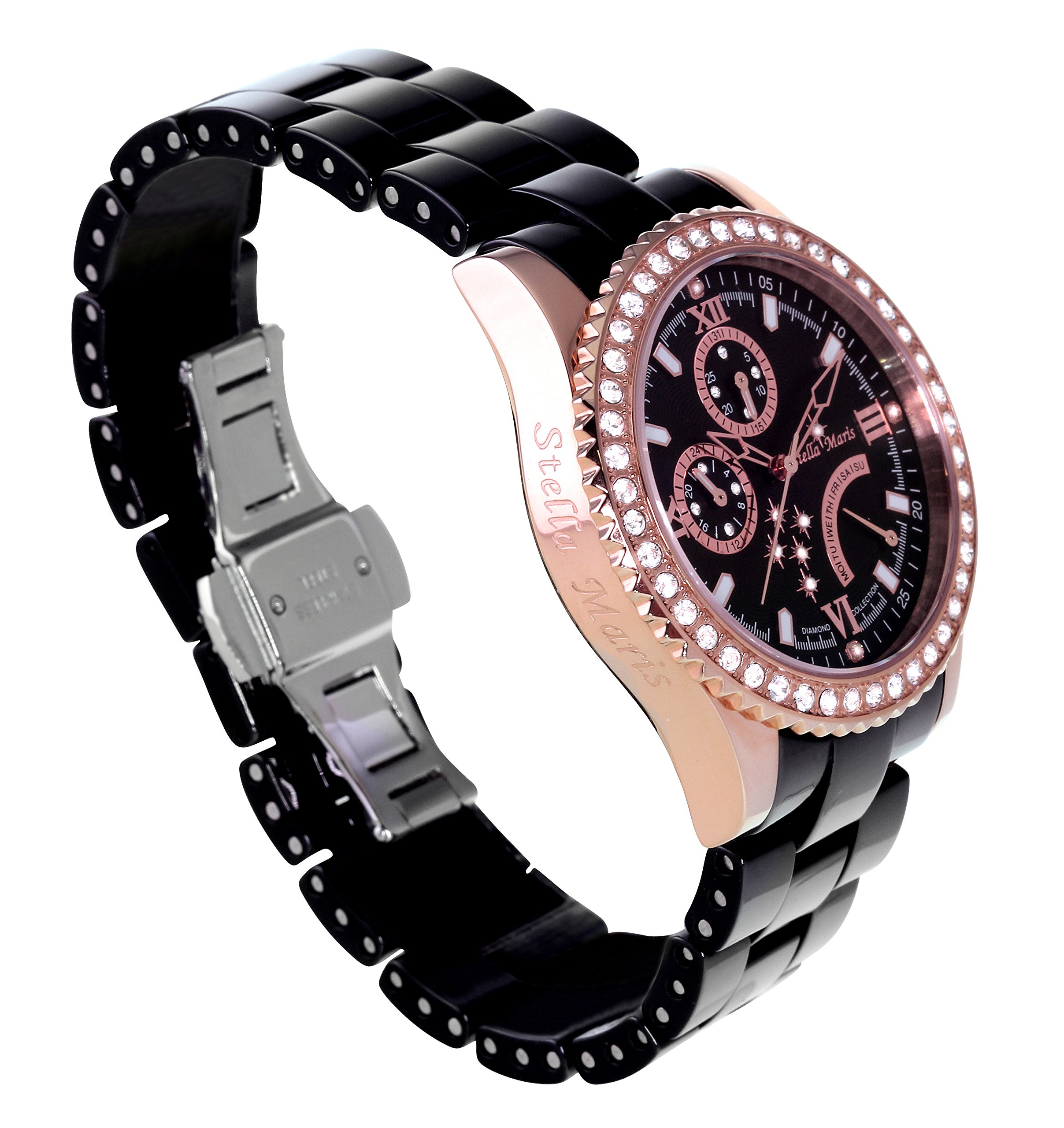 Stella Maris Damen-Armbanduhr Analog Quarz Premium Keramik Diamanten - STM15N4
