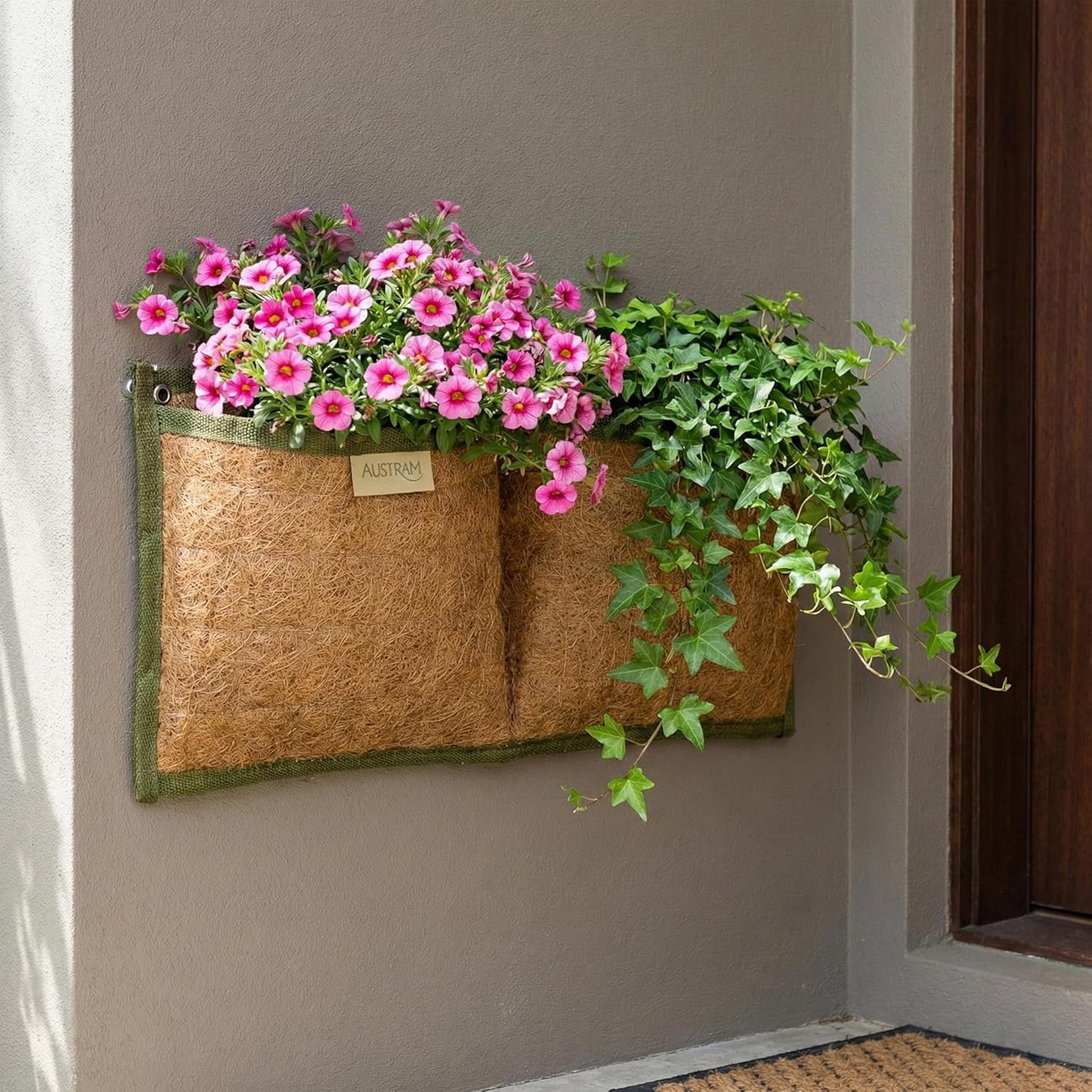 Wall Hanging Planter, 2 Pocket, Hanging herb Planter, wall Mounted Plant Holder, Vertical herb Garden, Plant Hanger Indoor, Boho Kitchen Decor, Porch and Balcony Decor, Fence planters