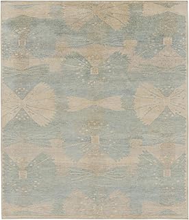 Rug & Kilim Modern Scandinavian Rug in Cream and Blue with Geometric Pat...