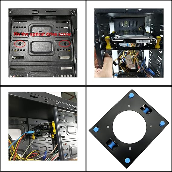 MEETOOT Blue Color 3.5 Hard Disk Shock Absorber Bracket with Mounting Screws for PC Case 3.5 HDD to 5.25 DVD ROM Bay Mounting Adapter with Rubber Nails and Screws