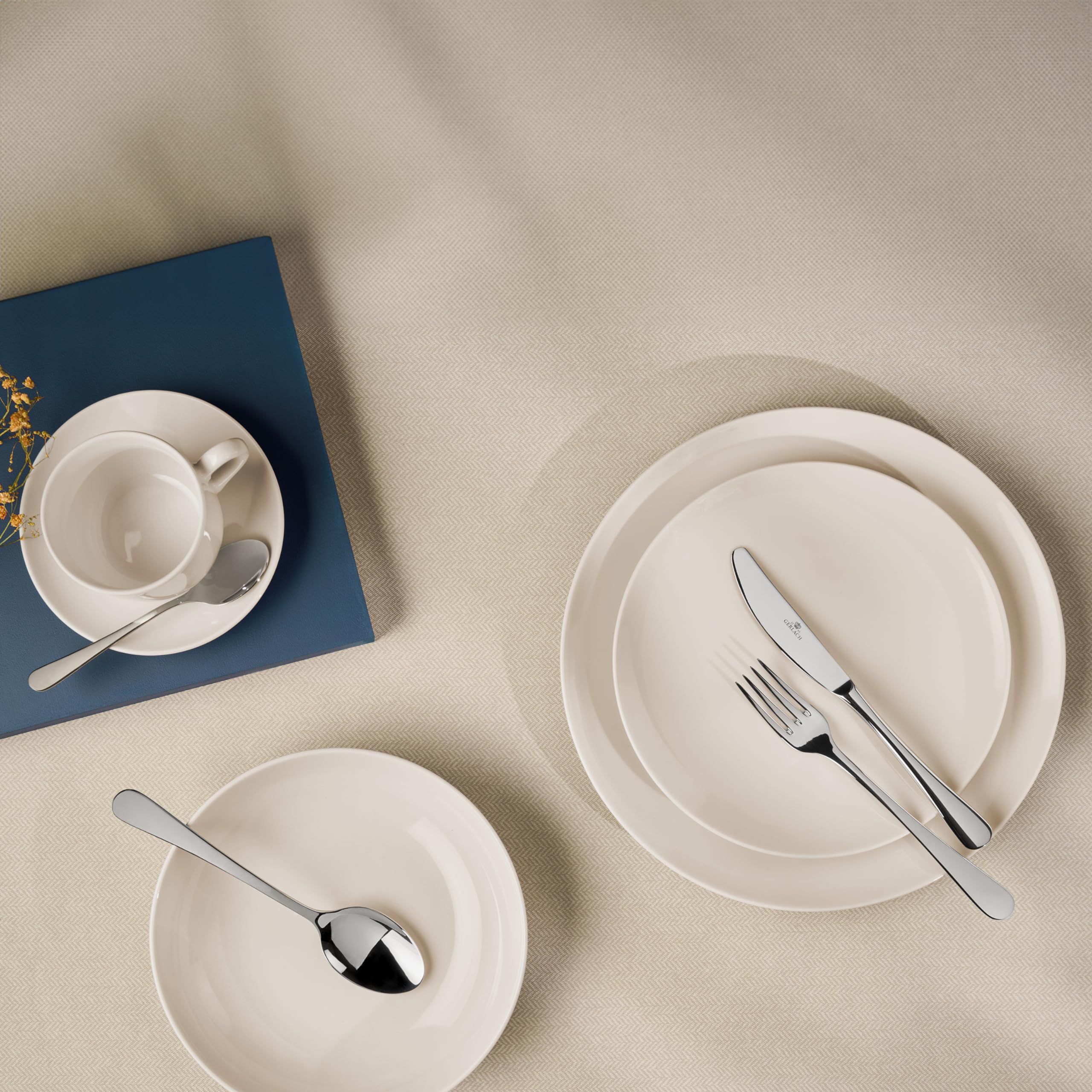 Gerlach Flow Geschirrset Für 6 Personen Teller-Set Aus Porzellan Geschirr 18-Teilig Tafelservice Essservice Suppenteller Speiseteller Weihnachtsgeschirr Moderne Service & Geschirrsets Elfenbeinfarbe