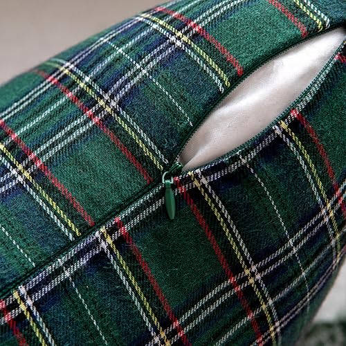 Miniatura 3 de EMEMA - Juego de 2 fundas de almohada decorativas de tartán verde navideño escocés para casa de campo, clásico retro, cuadrado, para sofá, sillón,