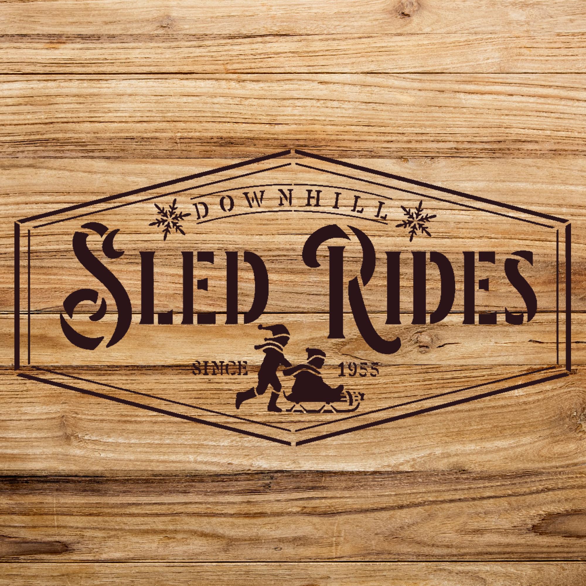 Downhill sled Ride Stencil for Wood and Craft Projects, DIY Winter and Christmas Home Decor, Reusable Mylar Template for Creative Painting and Art - Size A2 (23.4