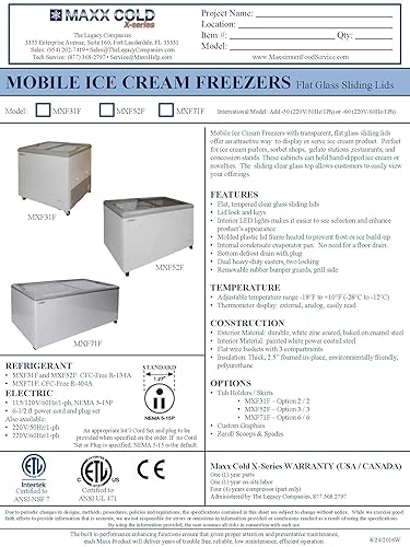 Miniatura 7 de Maxx Cold MXF31F 31" 7.5 pies cúbicos congelador móvil comercial de la exhibición del helado