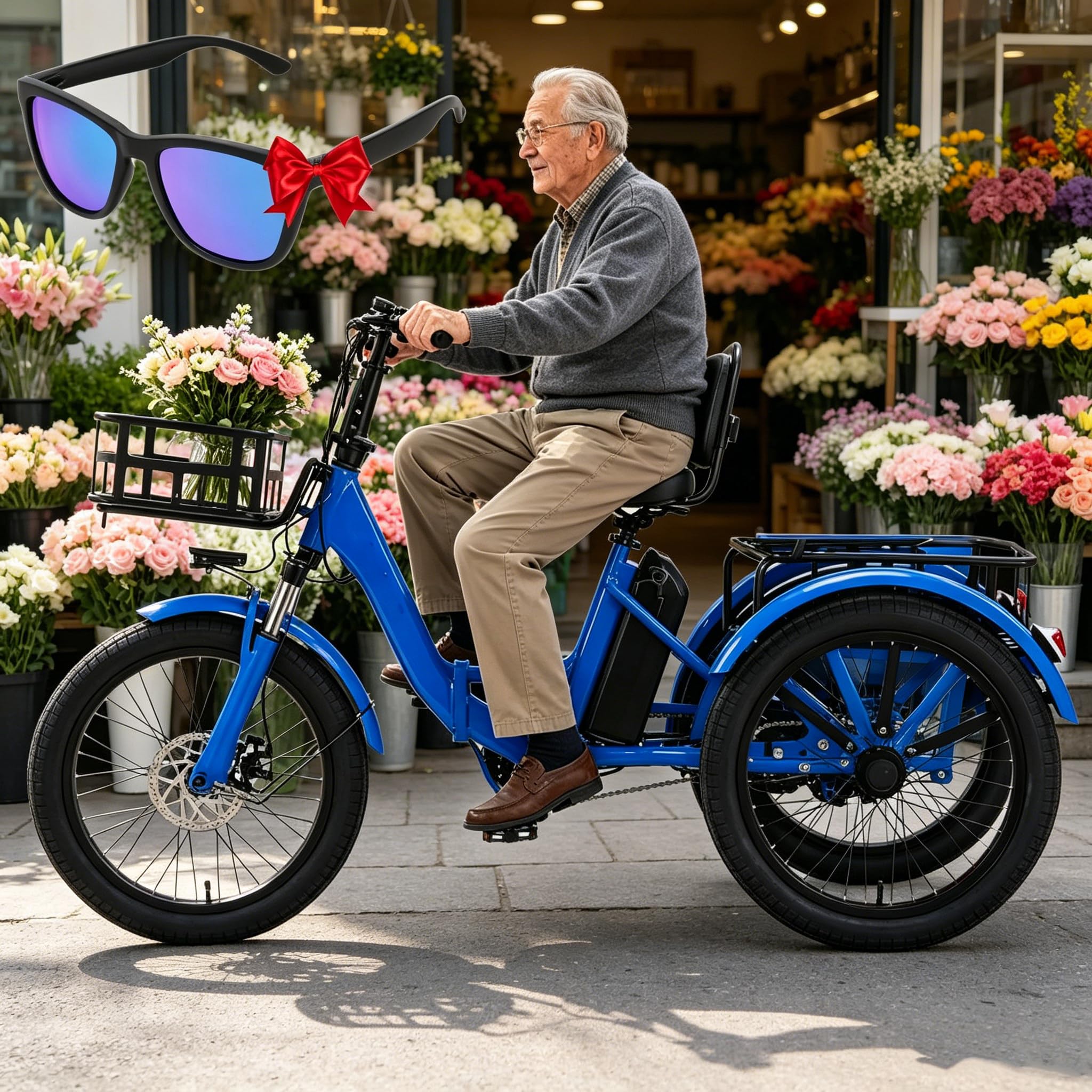 LISTaRSw Electric Tricycle for Adults - 3 Riding Modes, 20 X 2.5 Inch Fat Tyres, Aluminium Foldable E-Bike, Front & Rear Basket, Lcd Screen, 48V 13Ah Battery, For Elderly, Aldult Blue