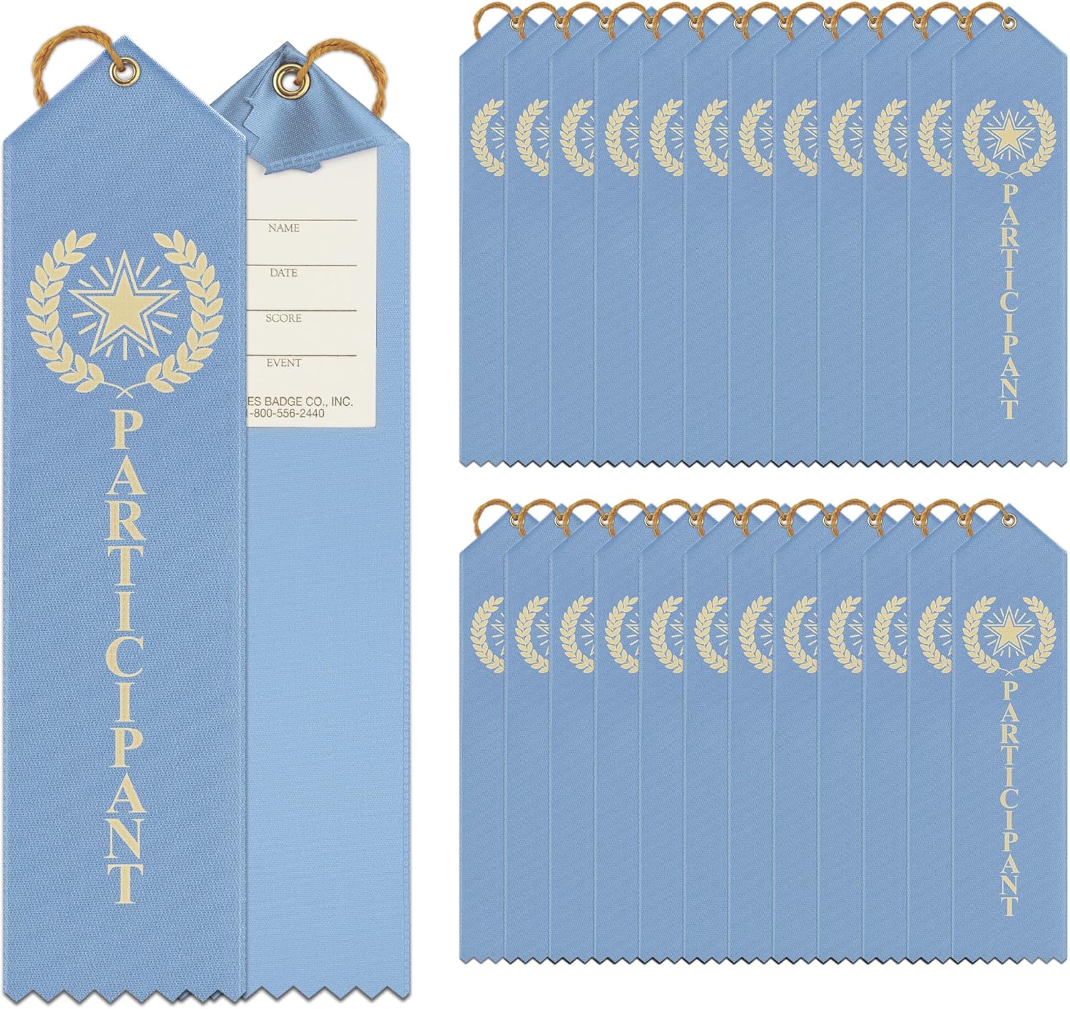 Hodges Badge - 50 Set - Participant Award Ribbons - Laurel Wreath Award Ribbon - Made in USA