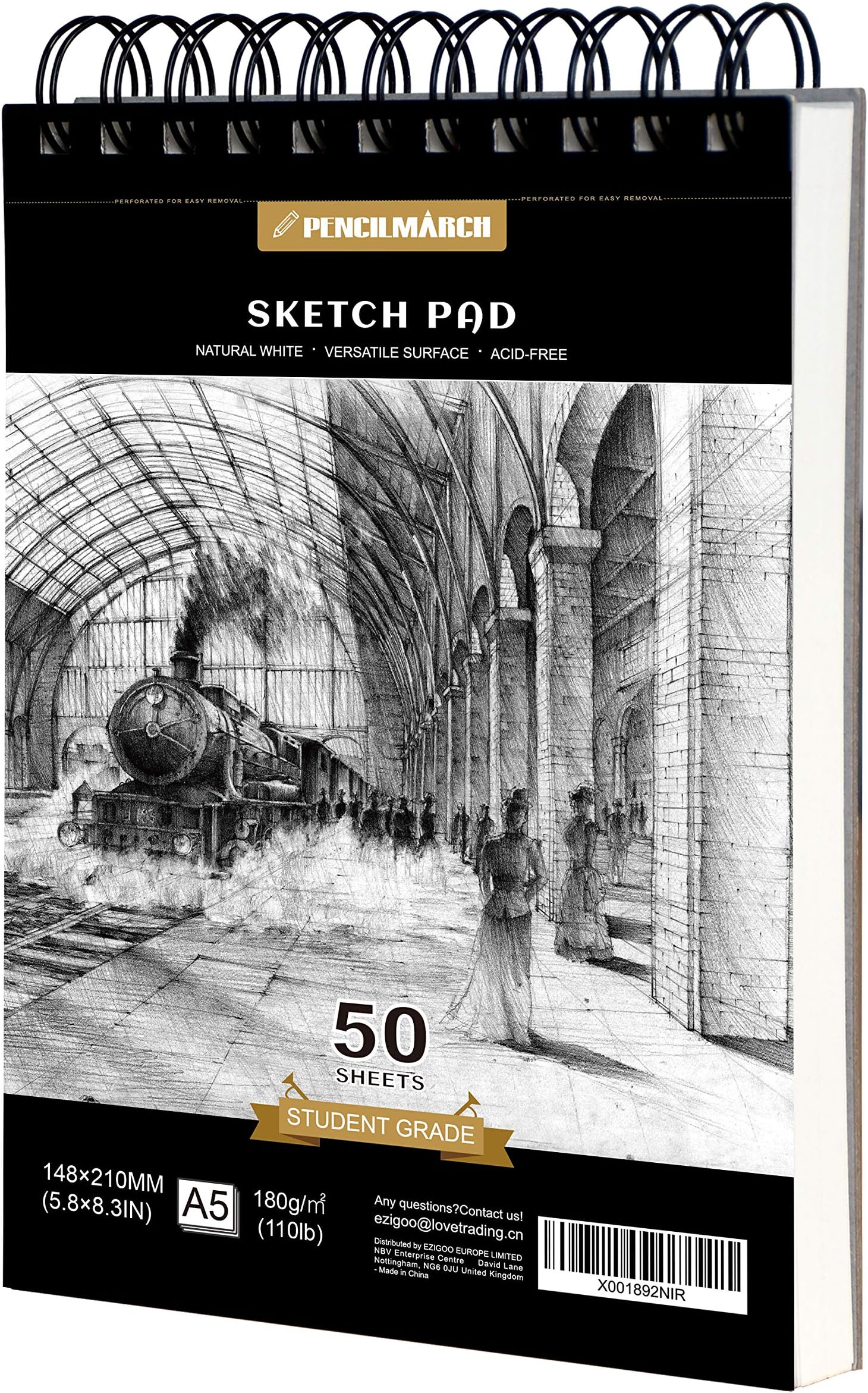 Large A2 Drawing Pad, 15 Sheets Of 130 GSM Paper, Spiral Bound Artist Sketch Pad Book, Durable Acid Free Sketch Paper, Beginners & Experts. (A2 Sketch Pad