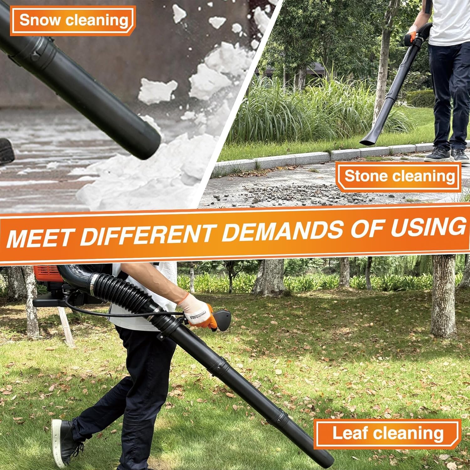 PROYAMA 72CC Gas Backpack Leaf Blower, 2-Cycle 880CFM 275MPH Gas Powered Engine, 2 in 1 Nozzle Low Vibration and Ergonomic Design with Cruise Control for Outdoor GardenYard Cleaning and Snow Removal - Image 5