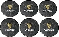 Vista 5 de Guinness Beer Coaster Set with Holder - 6 Pack, Beer Barrel Wood, Perfect for Home Bars and Parties Compatible