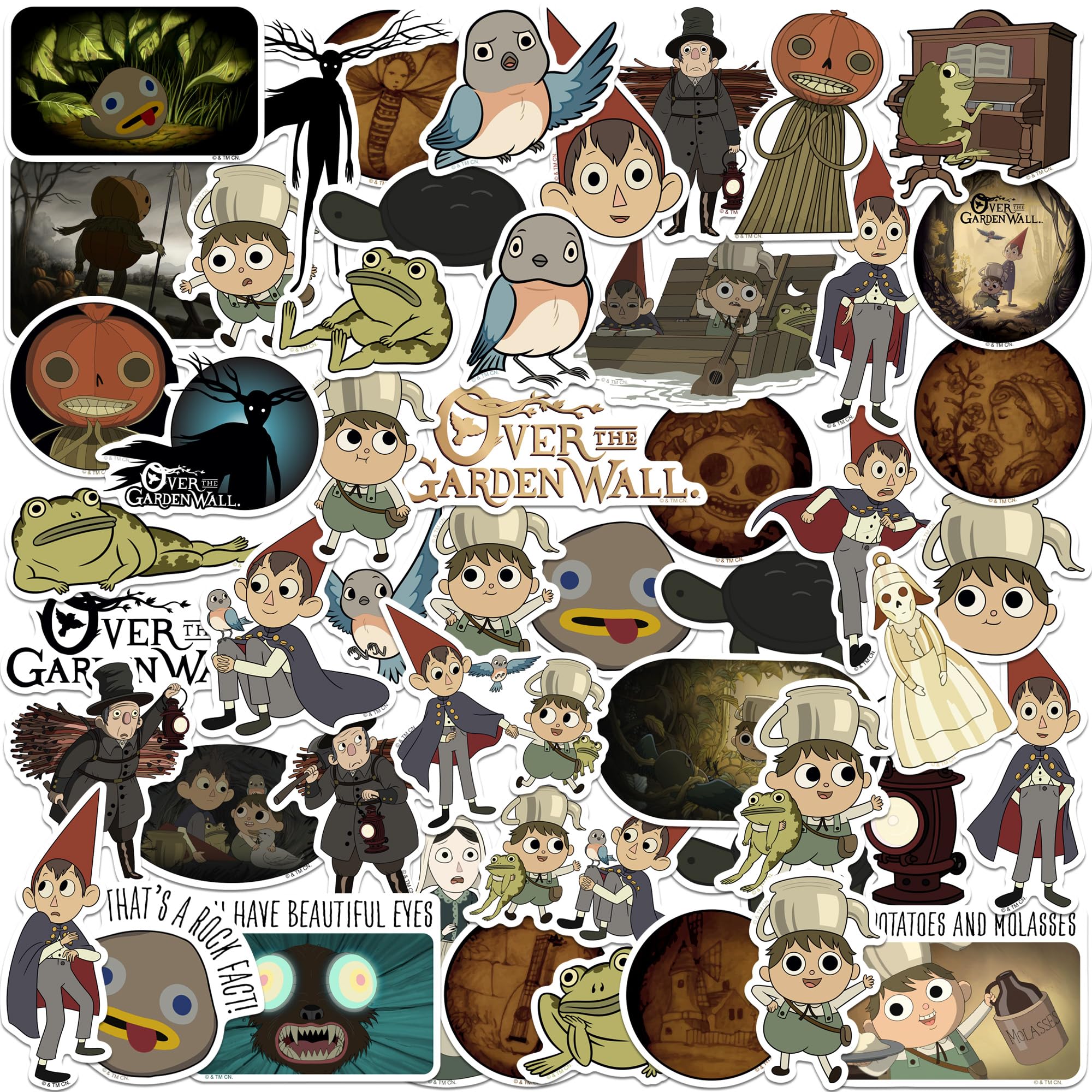 Over The Garden Wall 50ct Vinyl Large Deluxe Stickers Variety Pack – Animated Series Character & Atmosphere Artwork Decals for Laptop, Water Bottle,