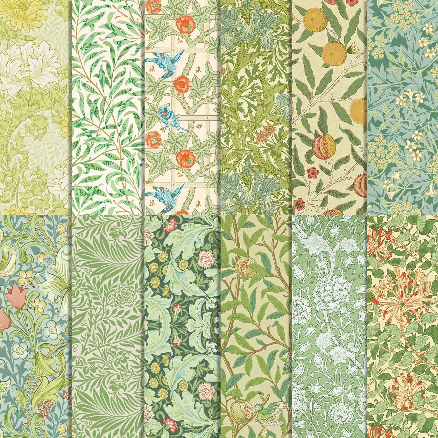 Amazon.com: 24 Sheets Morris Floral Pattern Pad 11.8'' x 11.8'' William ...