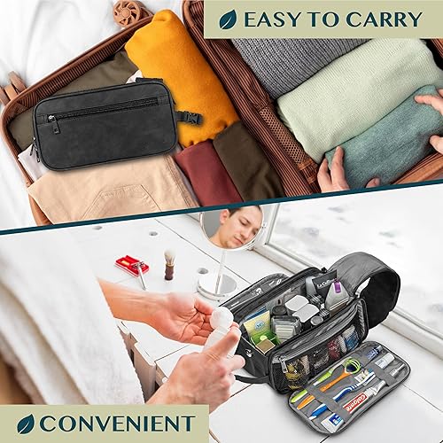 Miniatura 7 de PAVILIA Neceser para hombres y mujeres, bolsa de viaje, estuche organizador de artículos de tocador, artículos esenciales de viaje, kit de afeitado,