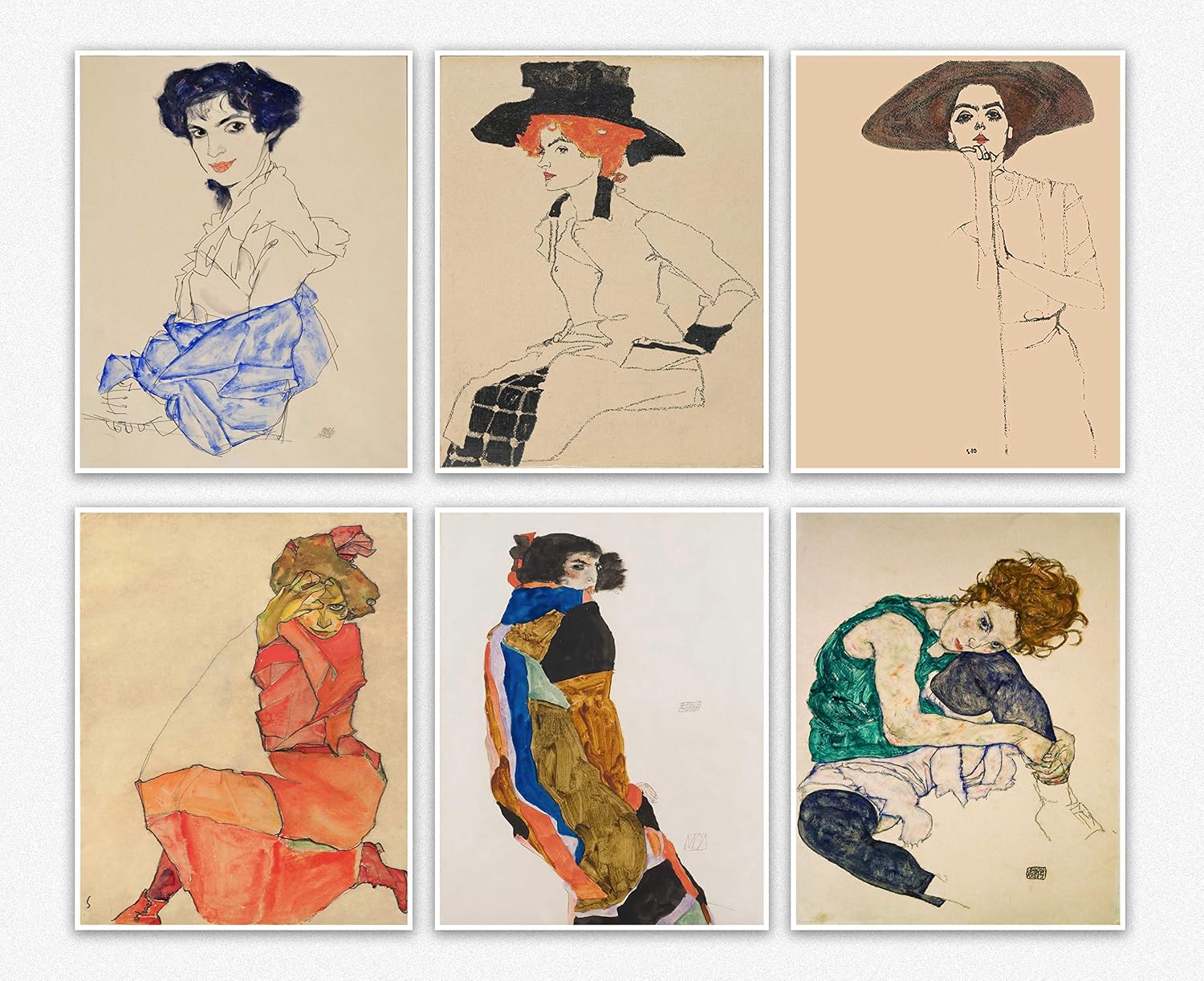 Egon Schiele Wall Art Decor - Giclee Art of Woman Poster Home Decor Paintings Portraits Decoration Unframed Famous & Unique Abstract Wall Decor (8x10 Unframed)
