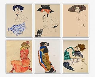 Egon Schiele Wall Art Decor - Giclee Art of Woman Poster Home Decor Paintings Portraits Decoration Unframed Famous & Unique Abstract Wall Decor (8x10 Unframed)