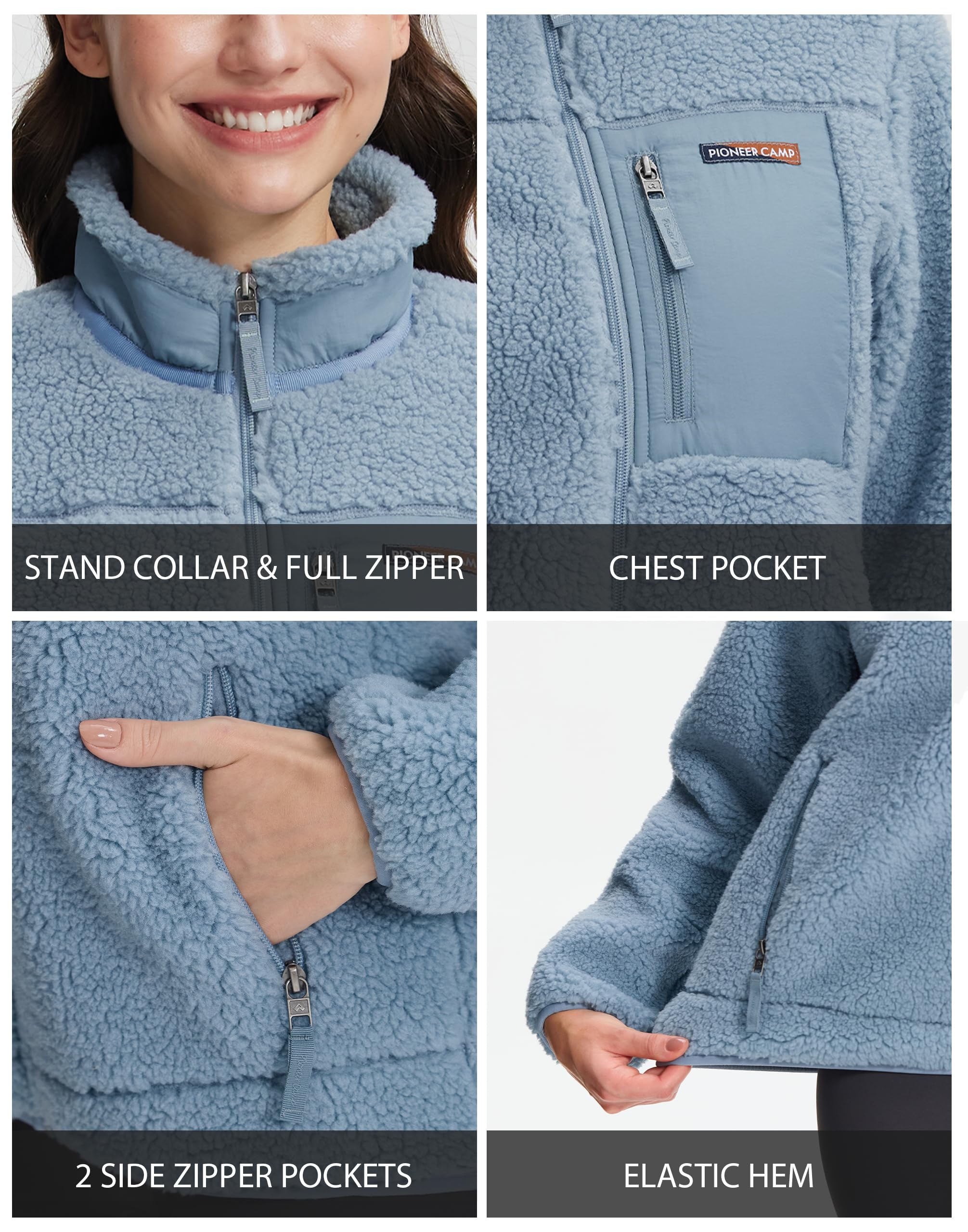 Pioneer Camp Outdoor Fleecejacke für Damen, Windabweisend, Hochwertig (550g), Elastische Bündchen & Saum - Warme Winterjacke für Alpine Aktivitäten & Alltag