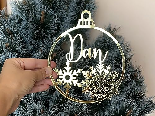 Miniatura 8 de 6" Large Personalized Christmas Name Ornament Laser Cut Snowflakes 2025 Custom Baubles Babys First Christmas Xmas Gifts for Family Any Color Acrylic