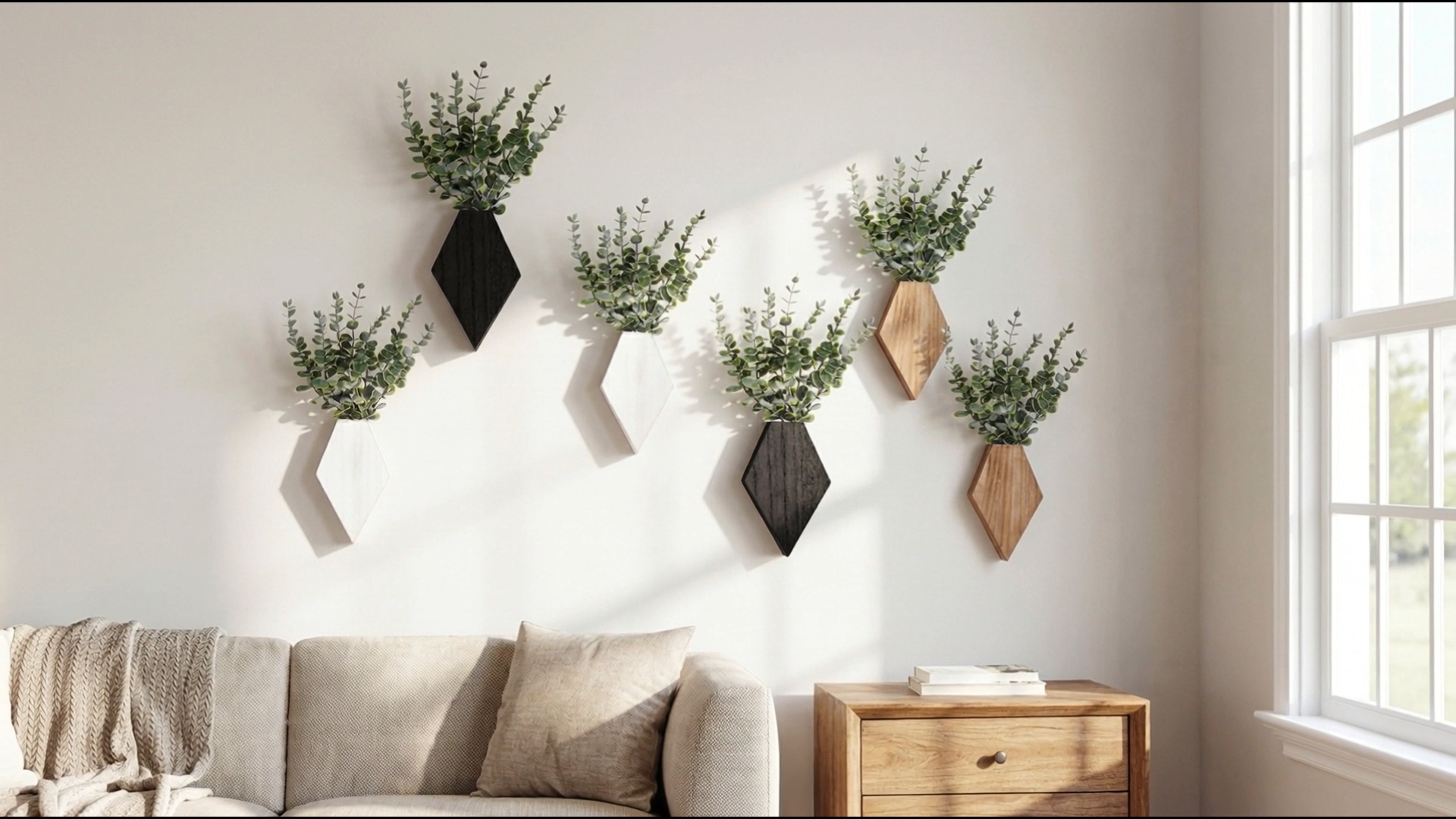 Amazon.com: Chunful 2 Pcs Wooden Wall Planter Decor Hanging Fake