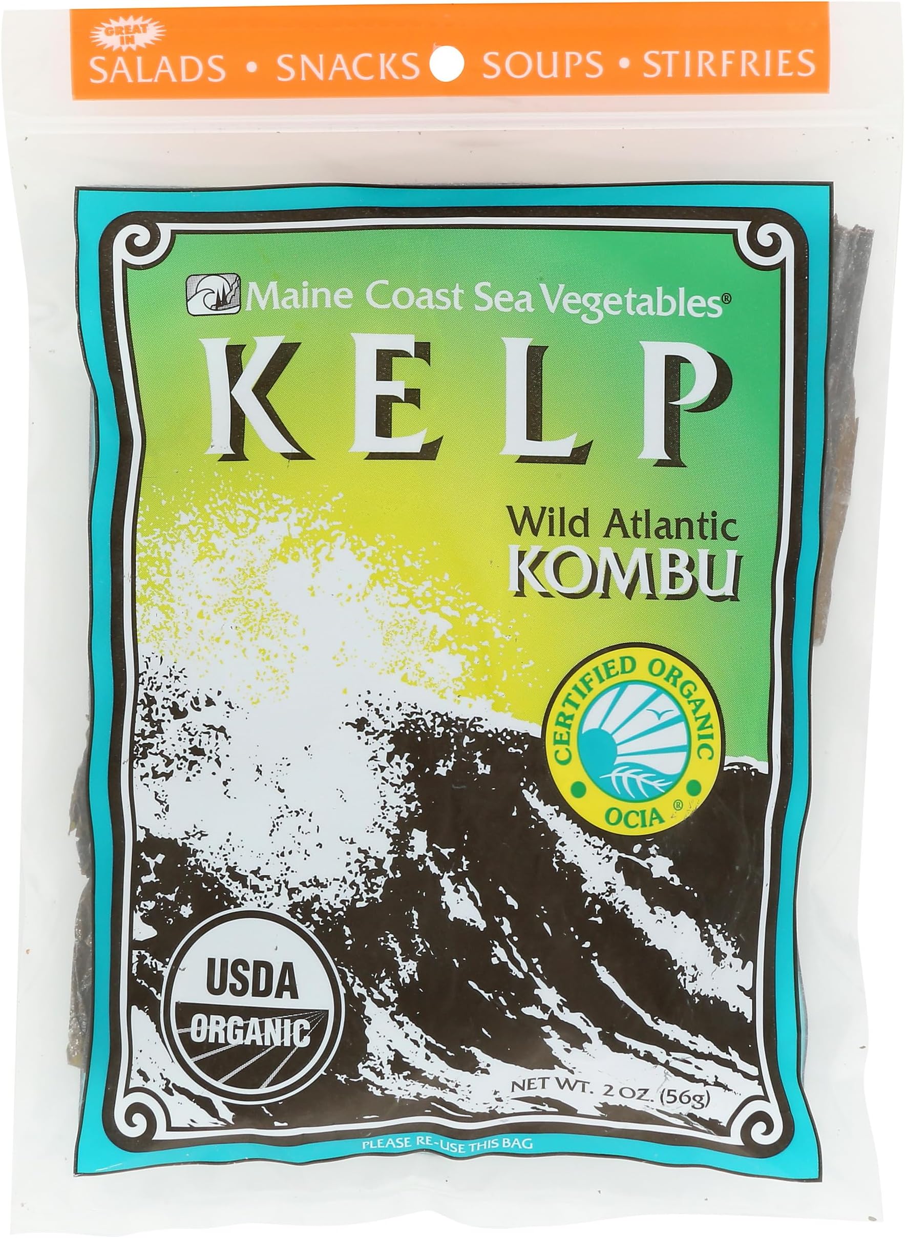 Maine Coast Sea Vegetables Kelp Wild Atlantic Kombu (2oz,56g)