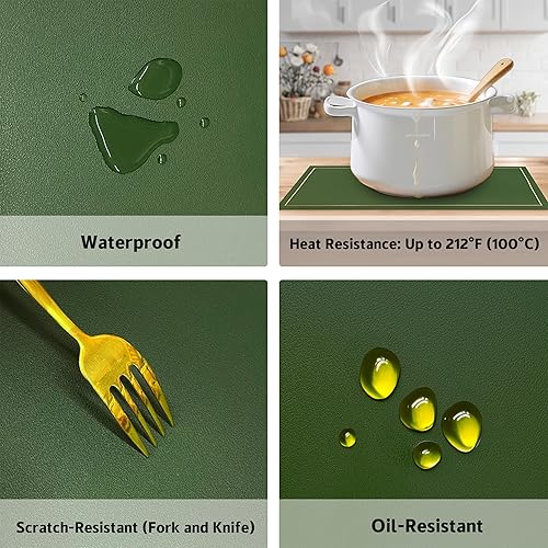 Miniatura 2 de Juego de 6 manteles individuales de piel sintética con posavasos resistentes al calor, impermeables, lavables, para comedor, moderno, lavable, fácil