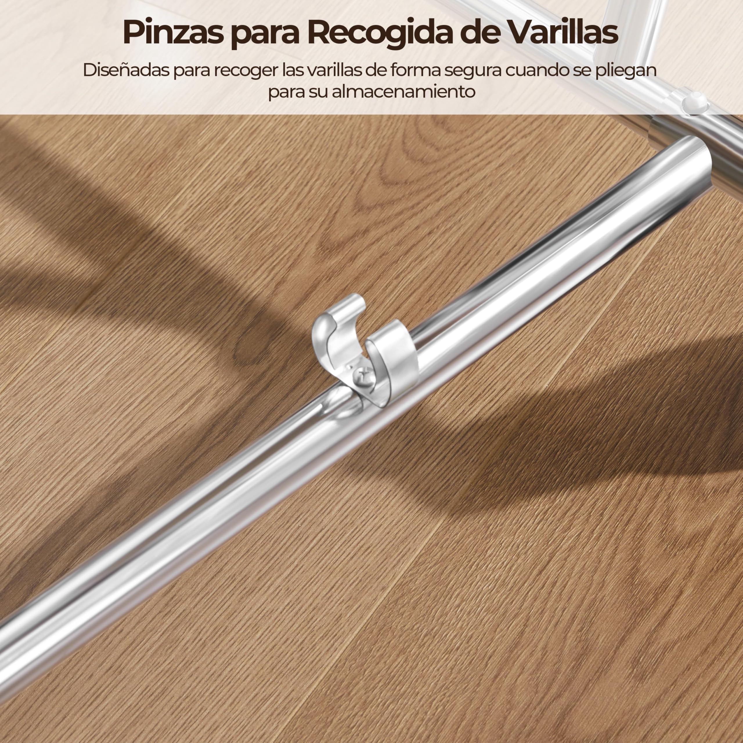Yaheetech Perchero de Ropa con Ruedas Burro Ropa Resistente Ajustable Plata | 128-188cm Ancho 140-165cm Alto Doble Varilla Extensible Base para Zapatos Soporta 113kg