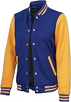 Decrum Women's Varsity Bomber Jacket - Fleece Baseball Letterman Jacket for Casual Streetwear