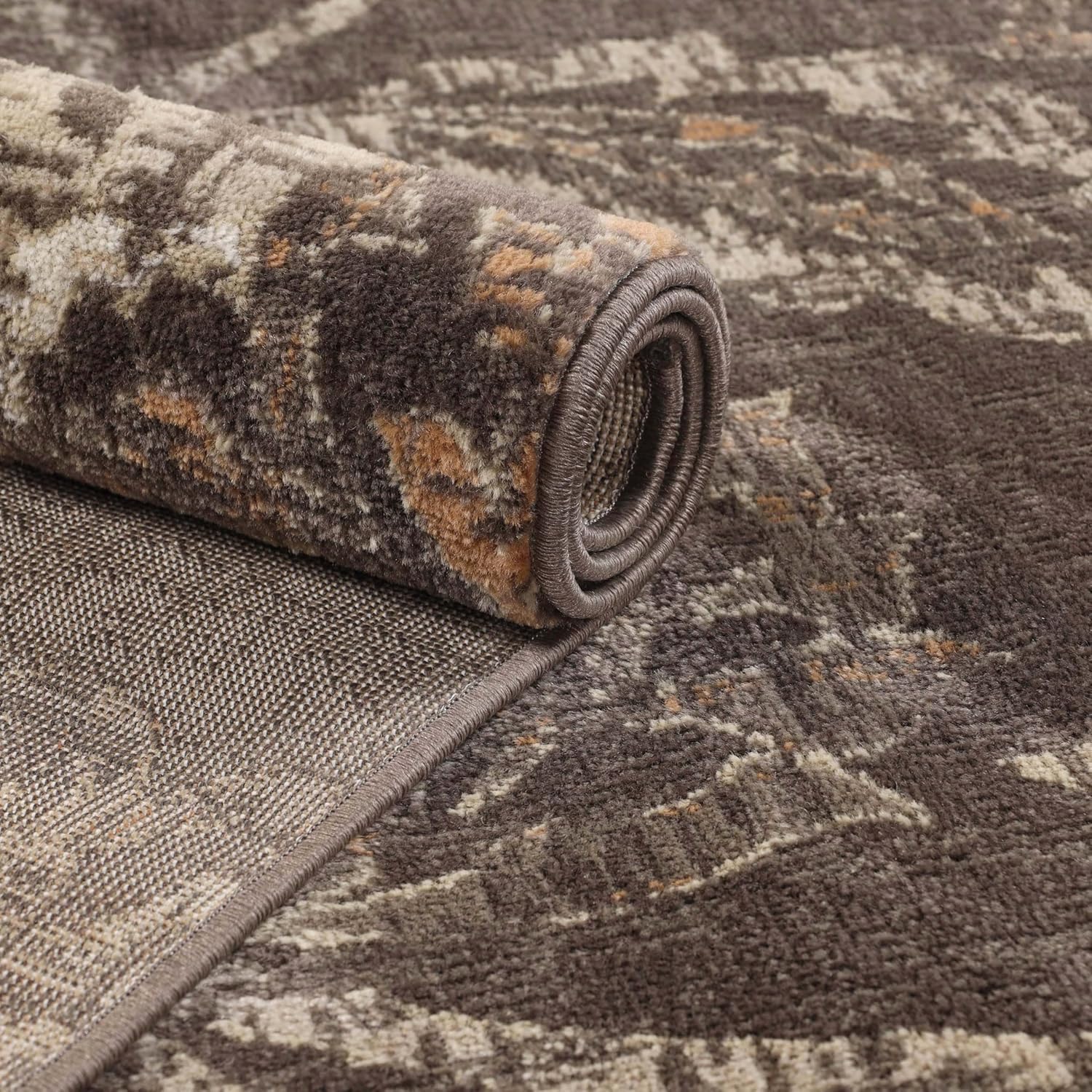 Superior Indoor Runner Rug, Jute Backing, Plush Floral Rugs for Entryway, Kitchen Floors, Office Floor Cover, Modern Farmhouse Rugs, Jacobean Collection, 2' 7" x 12', Taupe