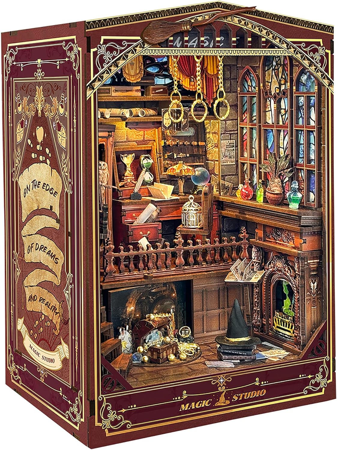 Book Nook DIY Miniature House Kit - Booknook Kit for Adults, Bookshelf Decor 3D Wooden Puzzle, Birthday Gifts for Book Lovers Women Friends - Magic Studio