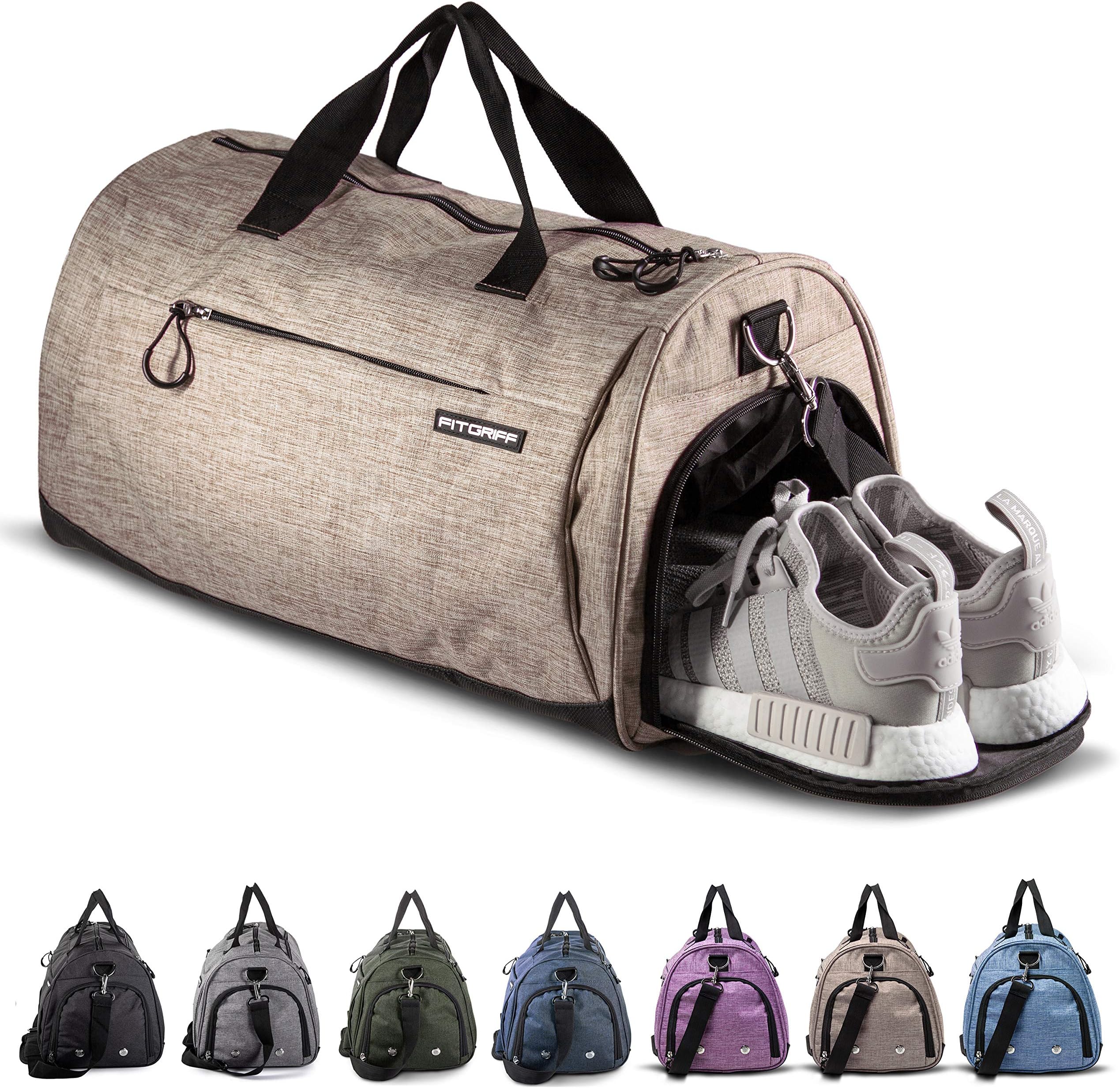 Fitgriff® Sports Gym Bag for Men and Women - with Shoe Compartment & Wet Pocket - Fitness Bag