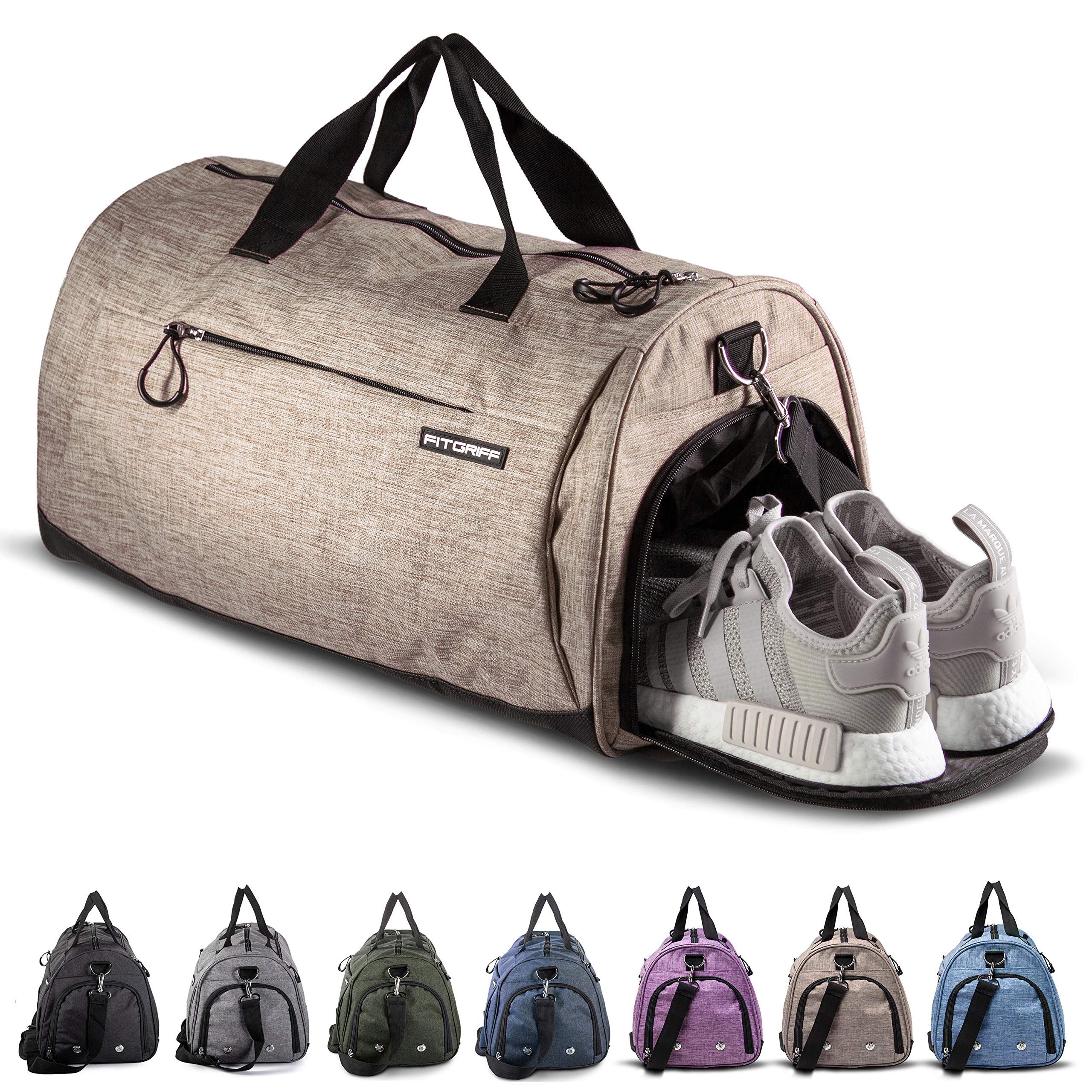 Fitgriff® Sports Gym Bag for Men and Women - with Shoe Compartment & Wet Pocket - Fitness Bag