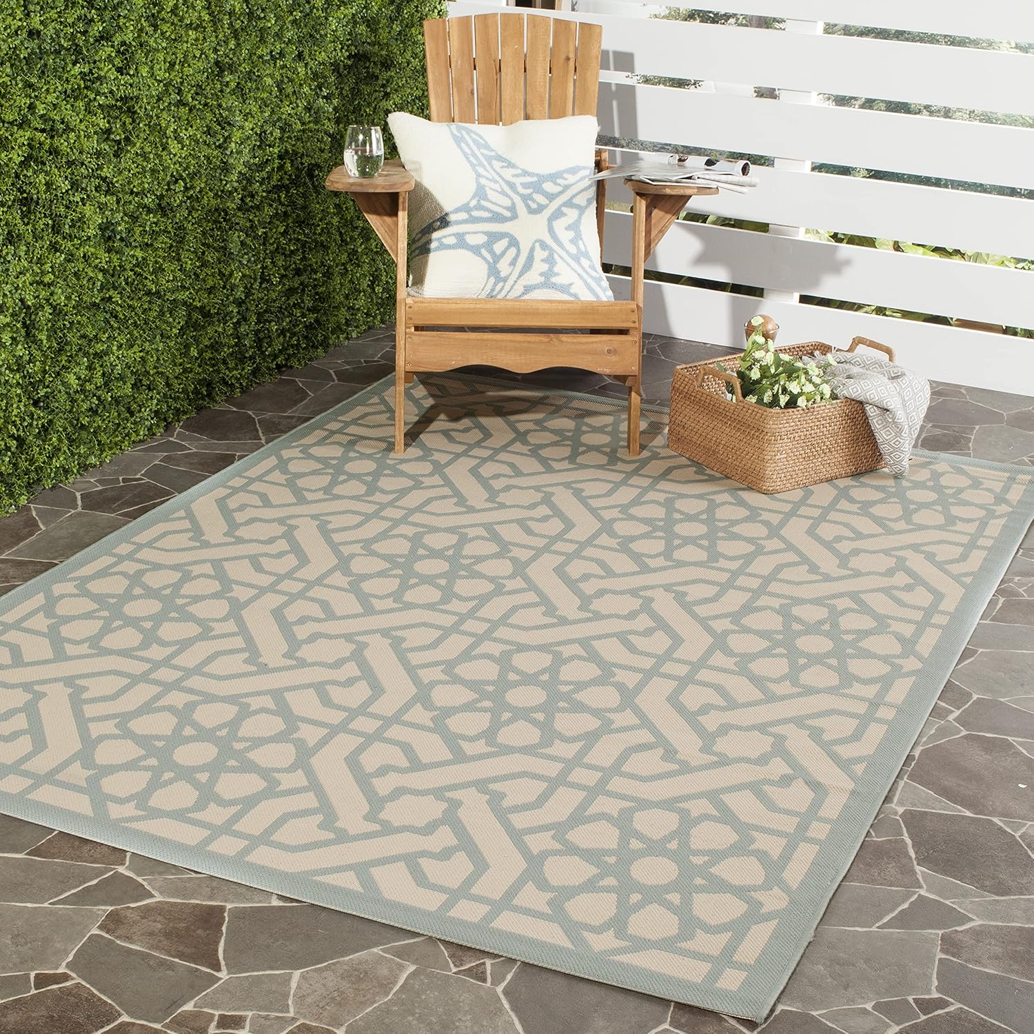 Martha Stewart x SAFAVIEH Outdoor Area Rug Collection - 5'3" x 7'7", Sunken Pool, Weather Resistant & Washable, Ideal for Patio, Backyard, Mudroom, Deck, Dining Space (MSR4245-213)