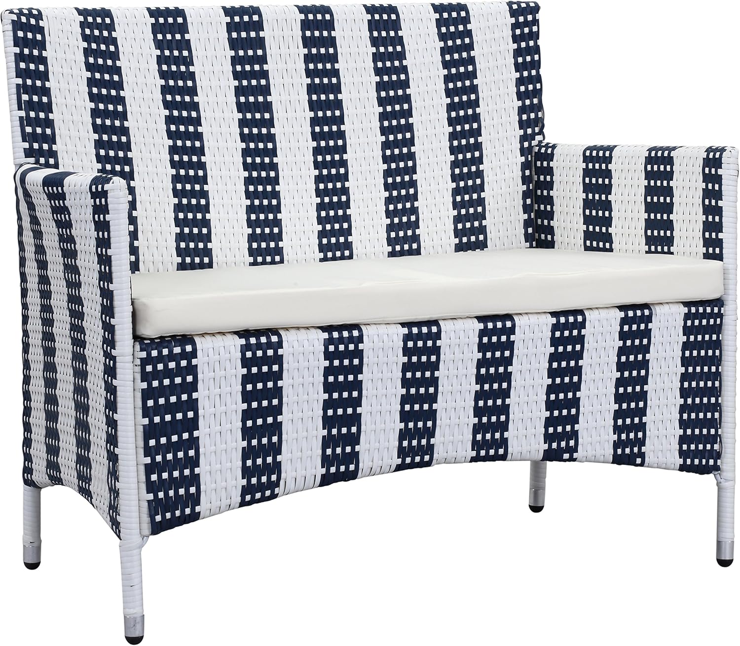 Safavieh Outdoor Collection Figueroa Navy and White 4 Piece Patio Set