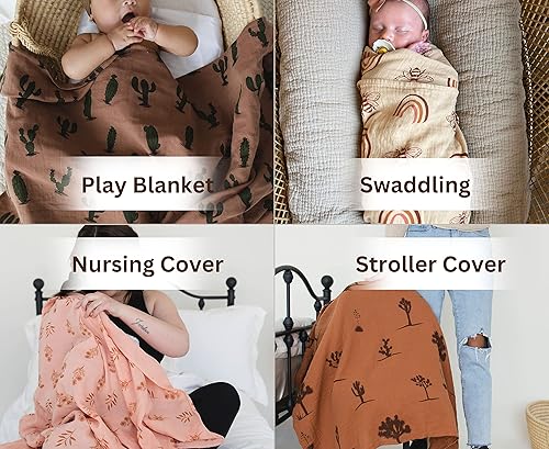 Miniatura 6 de Leyl&Ari Manta de muselina para bebé  Envoltura de recepción 100% orgánica (mariposas bohemias)