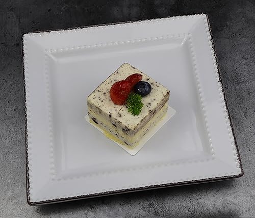 Miniatura 10 de Elegante y elegante juego de vajilla cuadrada de cerámica de 16 piezas con cuentas para organizar fiestas y eventos, color verde, 16 piezas, cuentas